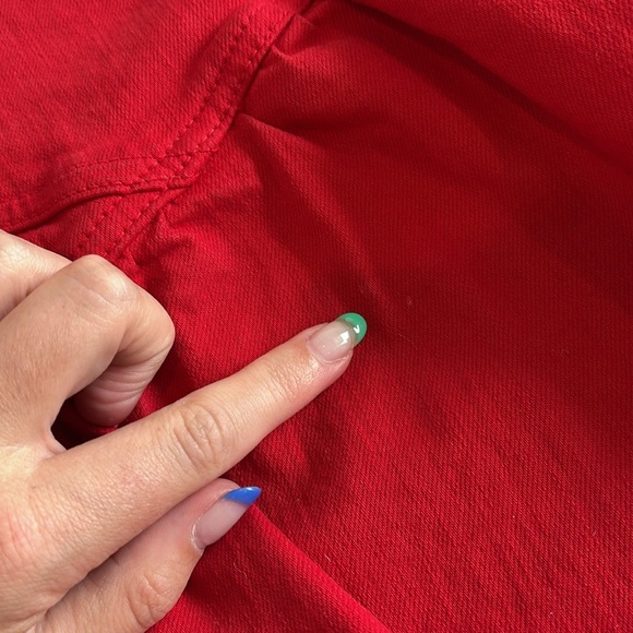 MOTHER The Minx Mini Denim Skirt In Red Ribbon Size 29 - Picture 8 of 14